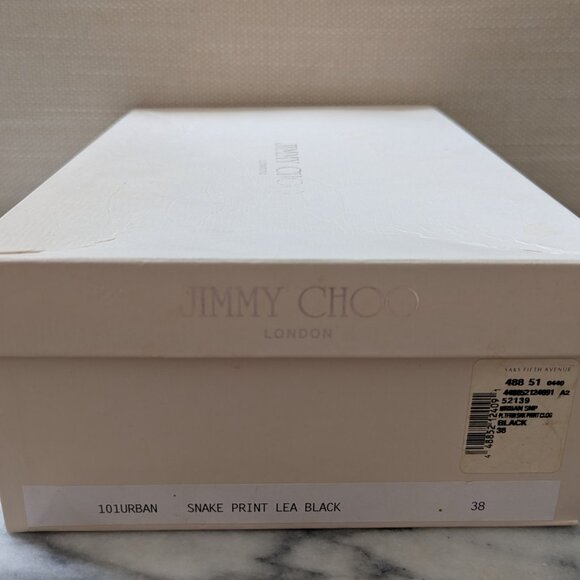 JIMMY CHOO Snake Print Leo Black Sandal IT38, US8 - Picture 6 of 6